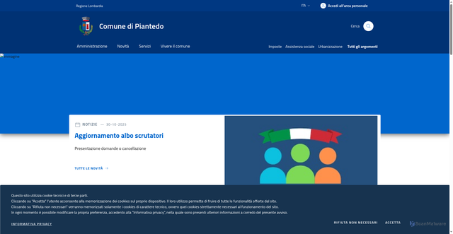 Security scan screenshot of https://www.comune.piantedo.so.it/