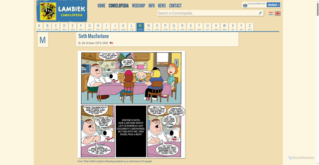 Security scan screenshot of https://www.lambiek.net/artists/m/macfarlane_seth.htm