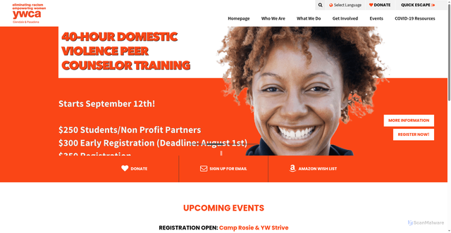 Security scan screenshot of https://glendaleywca.org