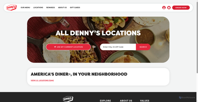 Security scan screenshot of https://locations.dennys.com/
