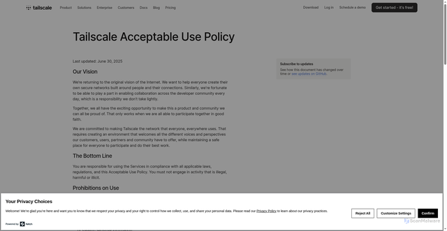 Security scan screenshot of https://derp7f.tailscale.com