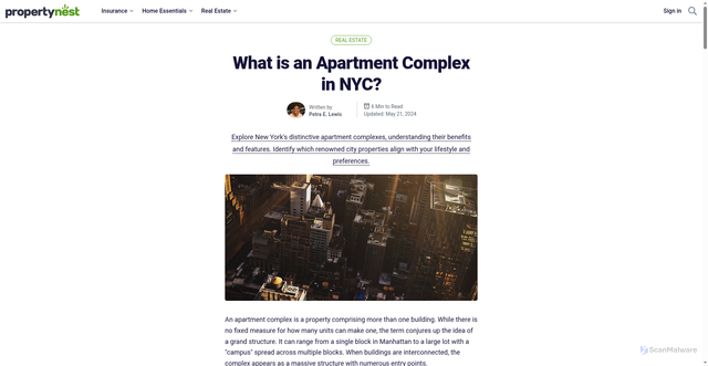 Security scan screenshot of https://www.propertynest.com/blog/city/apartment-complex/