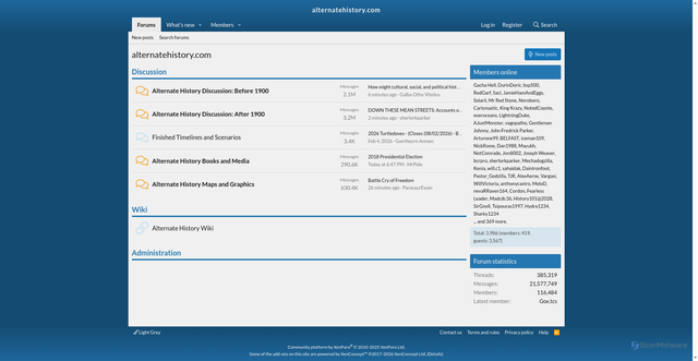 Security scan screenshot of https://alternatehistory.com