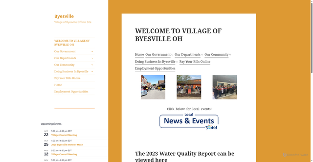 Security scan screenshot of http://byesvilleoh.gov/welcome/home/