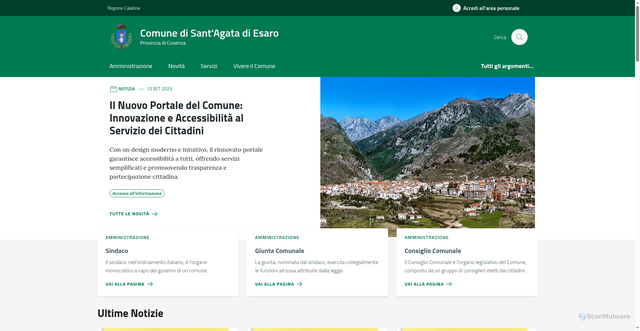 Security scan screenshot of https://www.comune.santagatadiesaro.cs.it