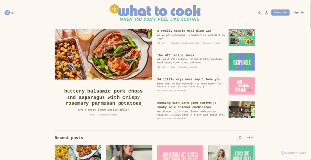 Security scan screenshot of https://whattocook.substack.com
