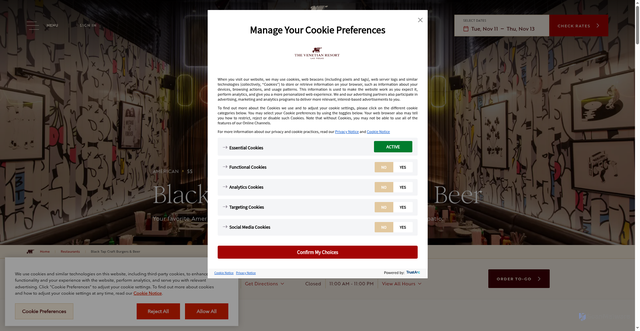 Security scan screenshot of https://www.venetianlasvegas.com/dining/restaurants/black-tap-craft-burgers-and-beer.html
