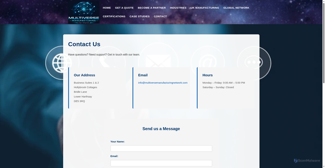 Security scan screenshot of https://multiverse-bqa.pages.dev/contact.html