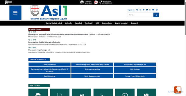 Security scan screenshot of https://www.asl1.liguria.it/