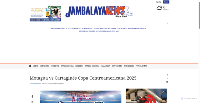 Security scan screenshot of https://www.jambalayanews.com/futbol_y_mas/motagua-vs-cartagin-s-copa-centroamericana-2025/article_f43d7eae-fe85-490f-9b68-609828d832c2.html