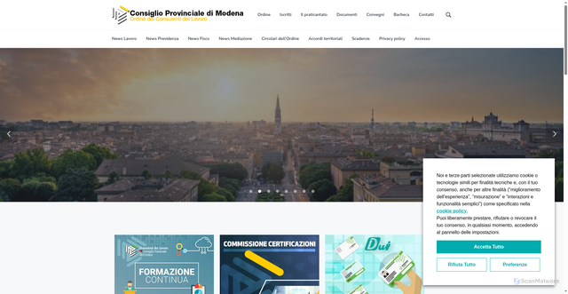 Security scan screenshot of https://www.consulentidellavoro.mo.it/