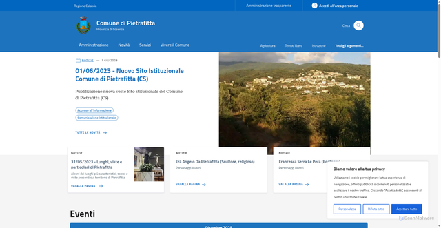 Security scan screenshot of https://comune.pietrafitta.cs.it/