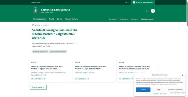 Security scan screenshot of https://comune.castelpizzuto.is.it/