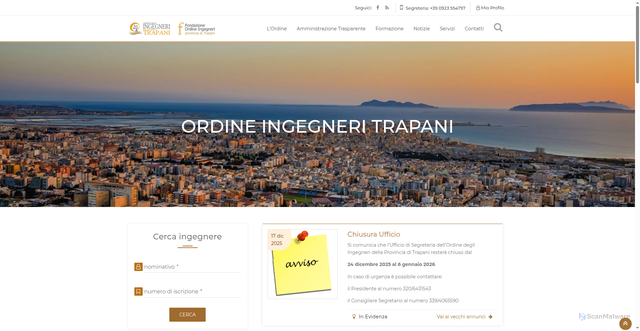 Security scan screenshot of https://www.ording.tp.it/