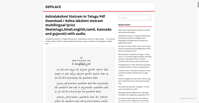 Security scan screenshot of https://pilacede.pages.dev/posts/ashtalakshmi-stotram-in-telugu-pdf-download/