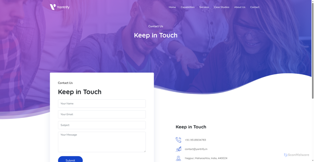 Security scan screenshot of https://yantrify-in.pages.dev/contact