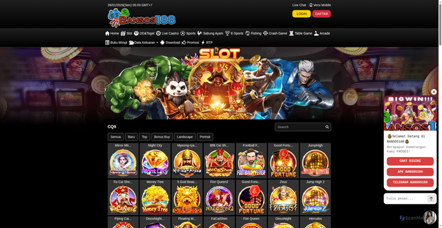 Security scan screenshot of https://noindek2-bansos188.xyz/desktop/game/slot/cq9