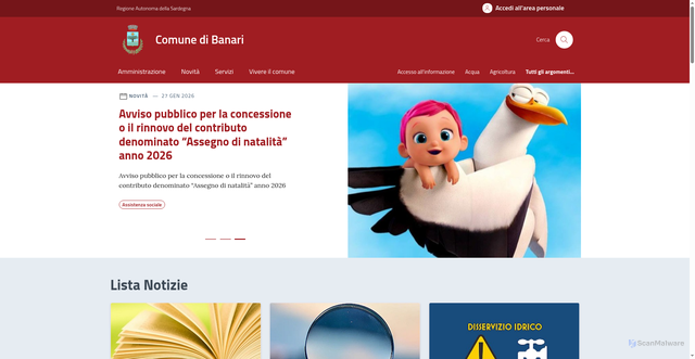 Security scan screenshot of https://www.comune.banari.ss.it