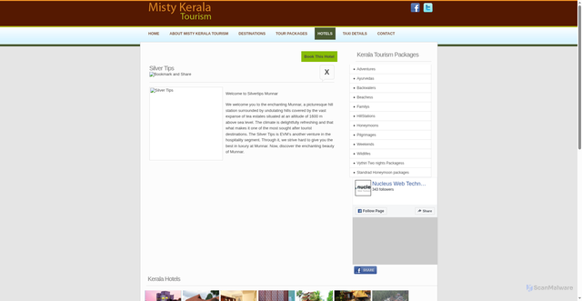 Security scan screenshot of https://mistykeralatourism.webdesignonline.in/misty_hotel_packages_detail.php?scid=120&pagenum=1&pg=index