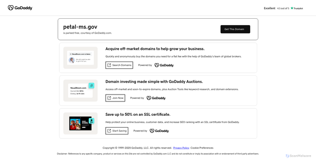 Security scan screenshot of https://petal-ms.gov/
