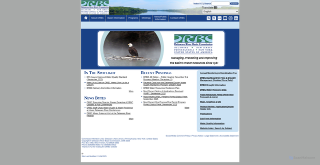 Security scan screenshot of https://www.nj.gov/drbc/