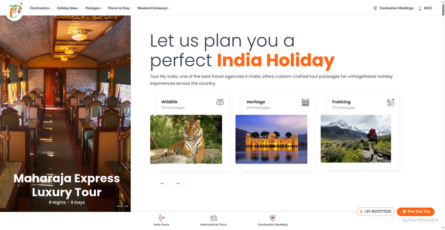 Security scan screenshot of https://tourmyindia.com