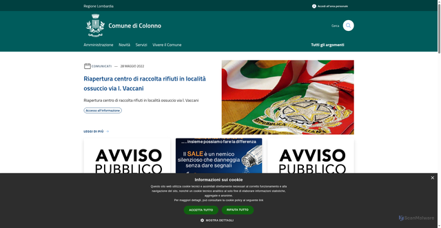Security scan screenshot of https://www.comune.colonno.co.it