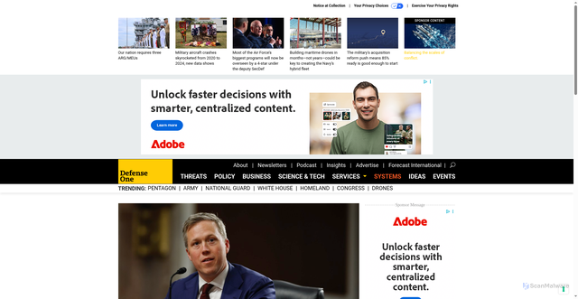 Security scan screenshot of https://www.defenseone.com/policy/2025/02/army-vet-driscoll-confirmed-army-secretary/403258/