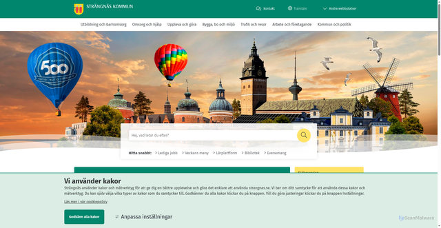 Security scan screenshot of https://www.strangnas.se/