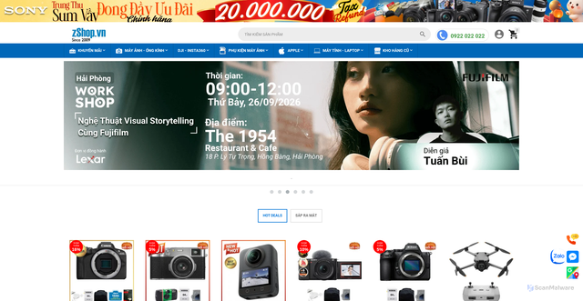 Security scan screenshot of https://zshop.vn