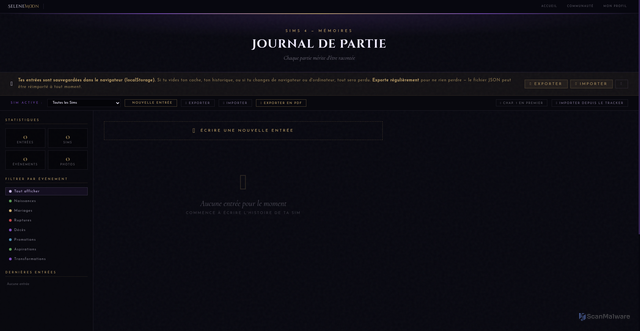 Security scan screenshot of https://selenemoon.pages.dev/journal.html