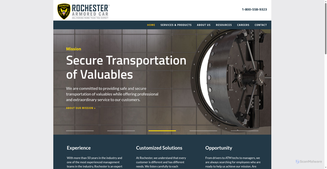 Security scan screenshot of https://rochesterarmoredcar.com