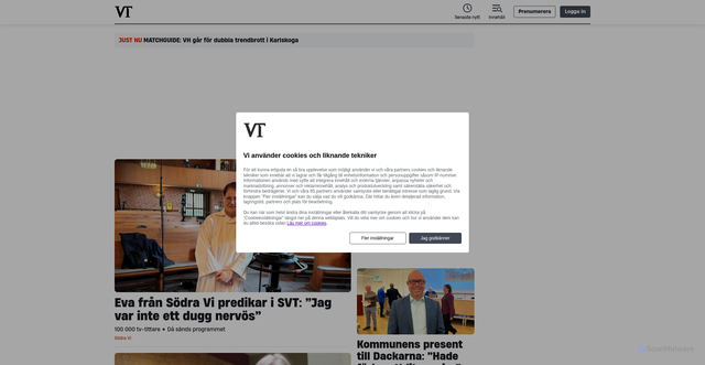 Security scan screenshot of https://vimmerbytidning.se