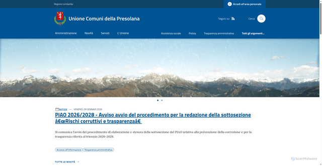 Security scan screenshot of https://www.unionepresolana.bg.it/