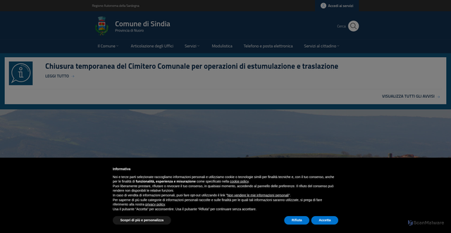 Security scan screenshot of https://www.comune.sindia.nu.it/