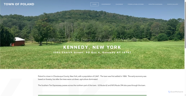 Security scan screenshot of https://www.townofpolandny.gov/
