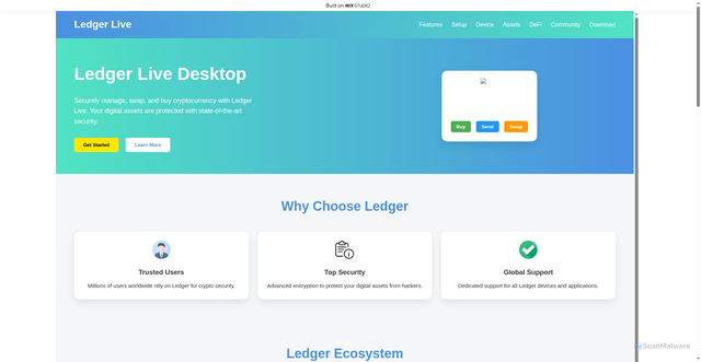 Security scan screenshot of https://ledgrliv-desktops.wixstudio.com/auth