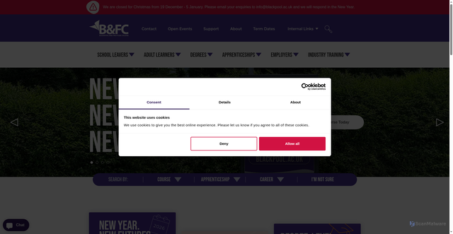 Security scan screenshot of https://www.blackpool.ac.uk/