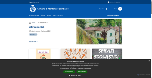 Security scan screenshot of https://www.comune.montanaso.lo.it