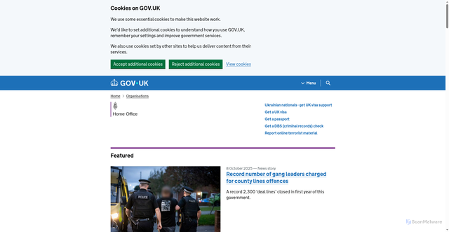 Security scan screenshot of https://www.gov.uk/government/organisations/home-office