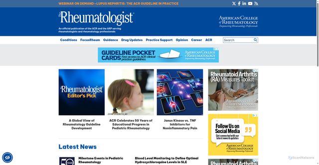 Security scan screenshot of https://the-rheumatologist.org