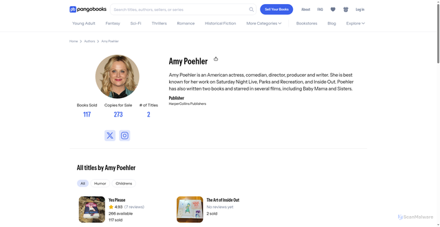 Security scan screenshot of https://app.pangobooks.com/author/amy-poehler