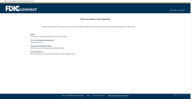 Security scan screenshot of https://www.fdicconnect.gov/index.asp