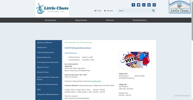 Security scan screenshot of https://www.littlechutewi.org/488/2026-Voting-Information