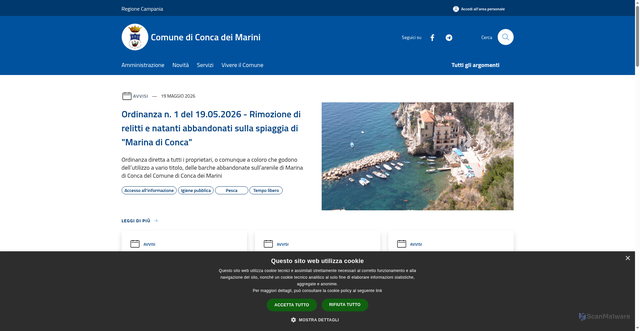 Security scan screenshot of https://www.comuneconcadeimarini.it
