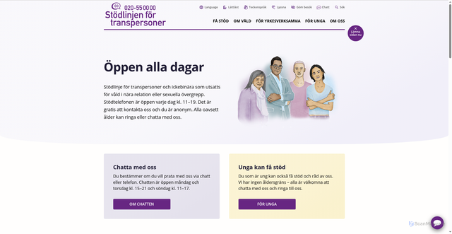 Security scan screenshot of https://stodlinjenfortranspersoner.se/