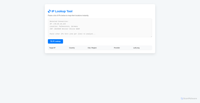 Security scan screenshot of http://iplocationpro.pages.dev/