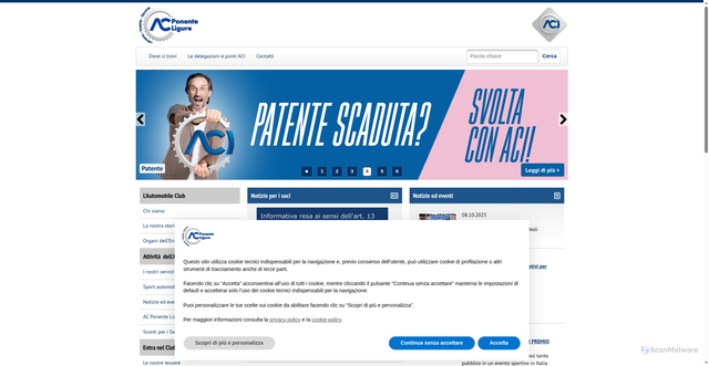 Security scan screenshot of https://ponenteligure.aci.it/