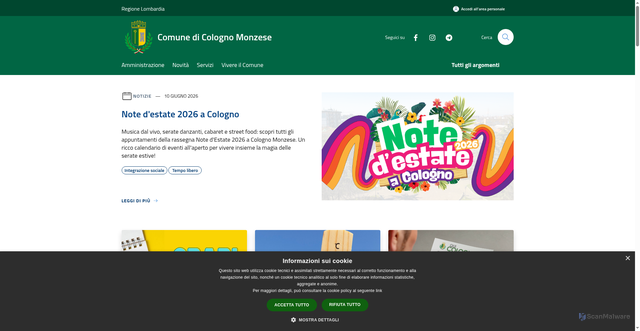 Security scan screenshot of https://www.comune.colognomonzese.mi.it