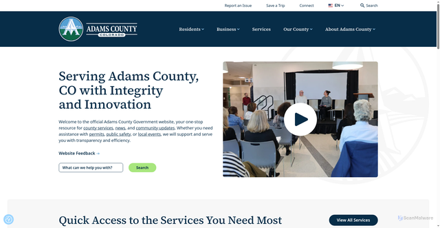 Security scan screenshot of https://adamscountyco.gov/